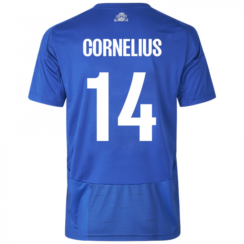 Niño Camiseta Andreas Cornelius #14 Blanco Azul 2ª Equipación 2024/25 La Camisa México