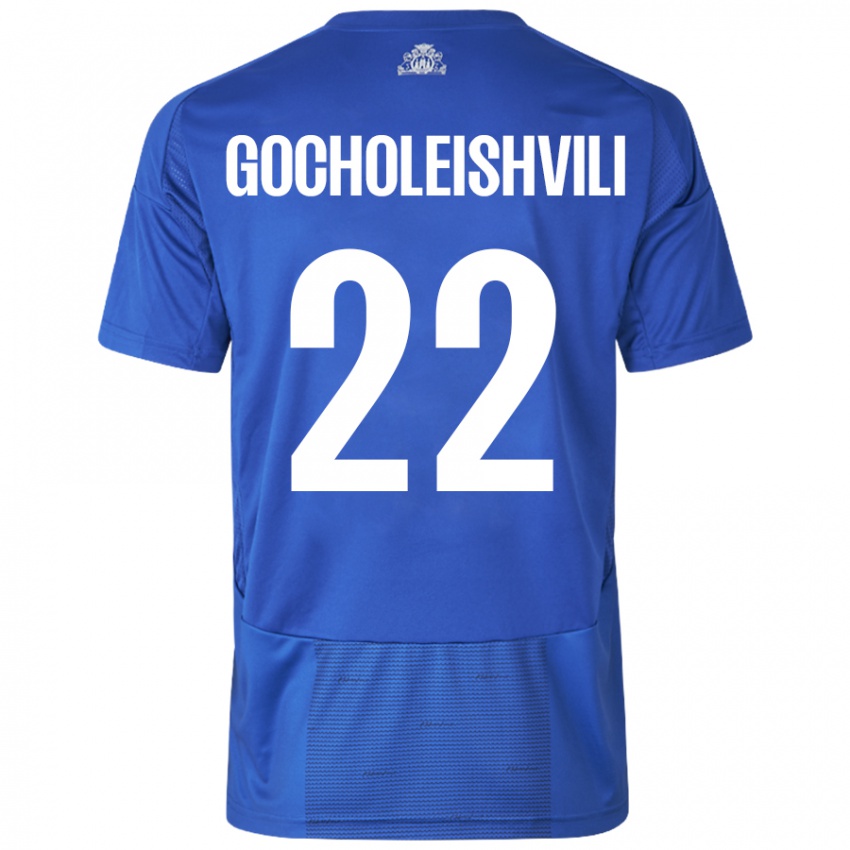 Niño Camiseta Giorgi Gocholeishvili #22 Blanco Azul 2ª Equipación 2024/25 La Camisa México