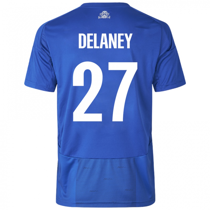 Niño Camiseta Thomas Delaney #27 Blanco Azul 2ª Equipación 2024/25 La Camisa México