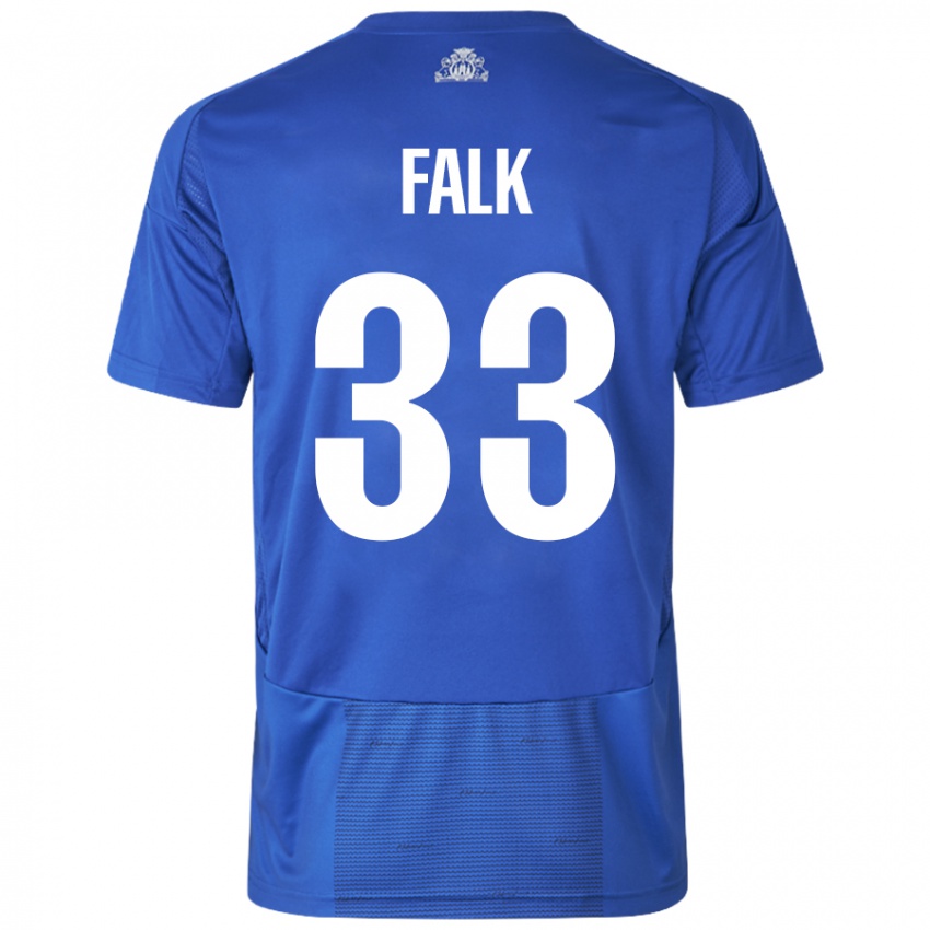 Niño Camiseta Rasmus Falk #33 Blanco Azul 2ª Equipación 2024/25 La Camisa México