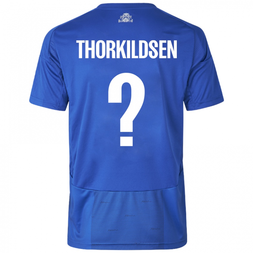 Niño Camiseta Elias Thorkildsen #0 Blanco Azul 2ª Equipación 2024/25 La Camisa México