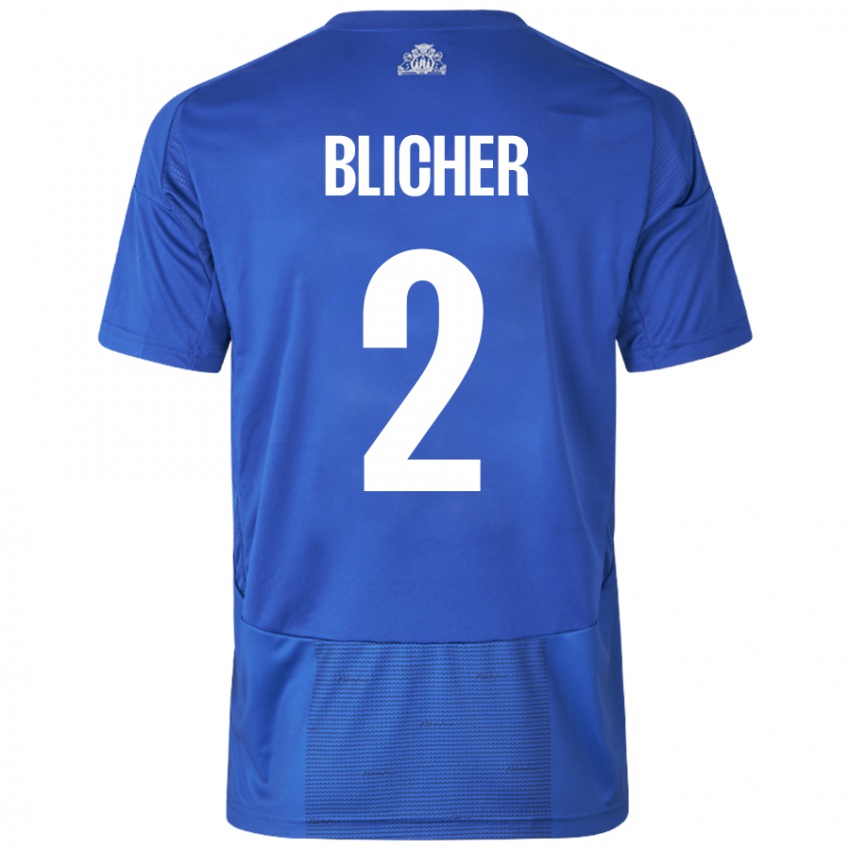 Niño Camiseta Nicolai Blicher #2 Blanco Azul 2ª Equipación 2024/25 La Camisa México