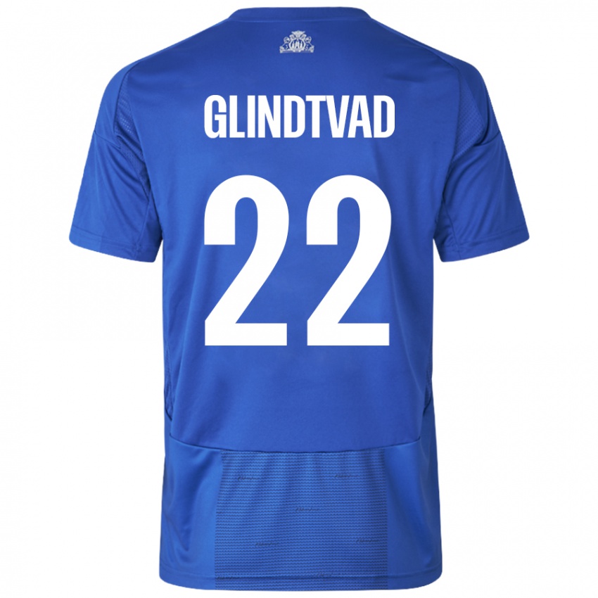 Niño Camiseta William Glindtvad #22 Blanco Azul 2ª Equipación 2024/25 La Camisa México