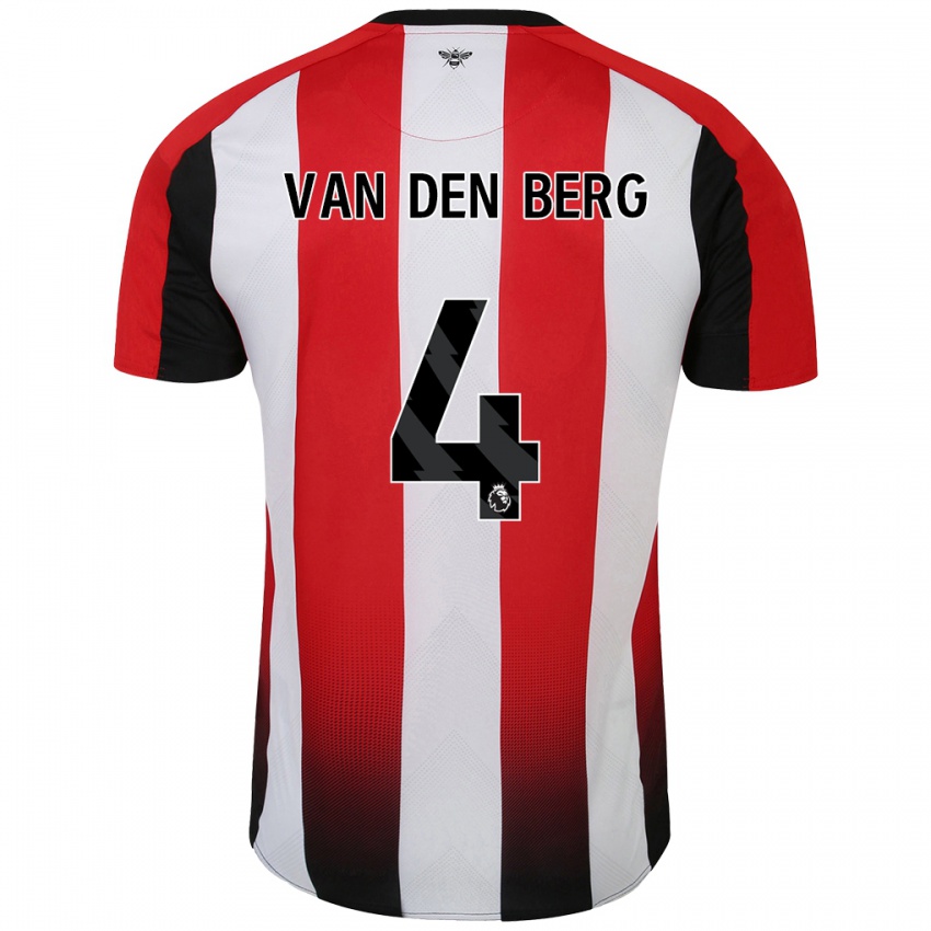 Hombre Camiseta Sepp Van Den Berg #4 Rojo Blanco 1ª Equipación 2024/25 La Camisa México