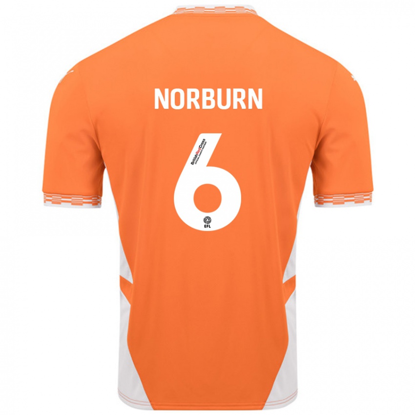 Hombre Camiseta Oliver Norburn #6 Naranja Blanco 1ª Equipación 2024/25 La Camisa México