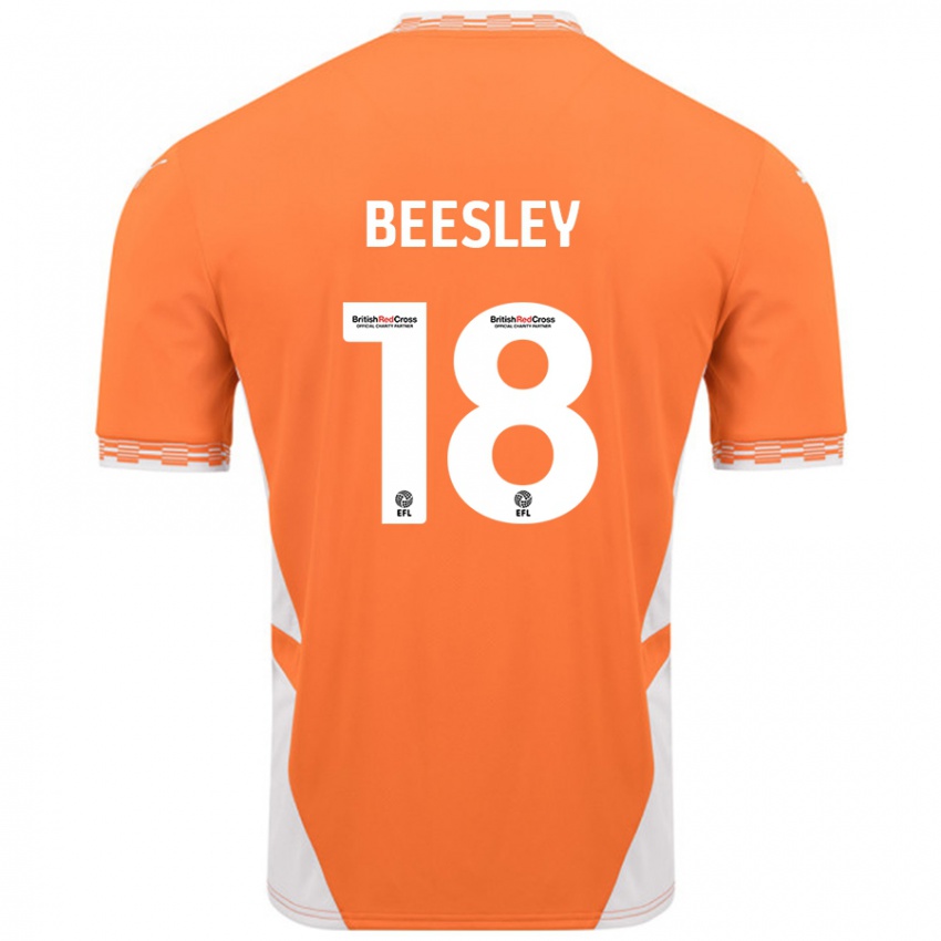 Hombre Camiseta Jake Beesley #18 Naranja Blanco 1ª Equipación 2024/25 La Camisa México