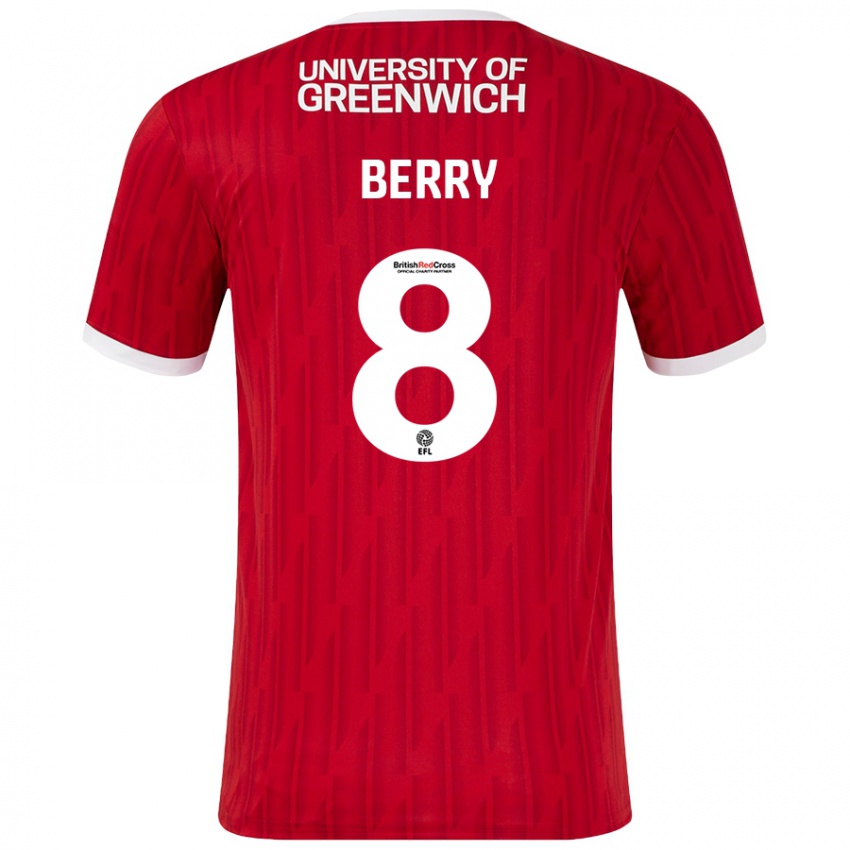 Hombre Camiseta Luke Berry #8 Rojo Blanco 1ª Equipación 2024/25 La Camisa México