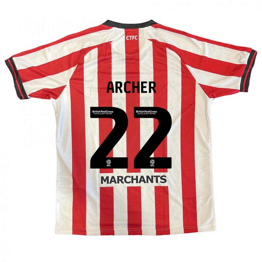 Hombre Camiseta Ethon Archer #22 Rojo Blanco 1ª Equipación 2024/25 La Camisa México