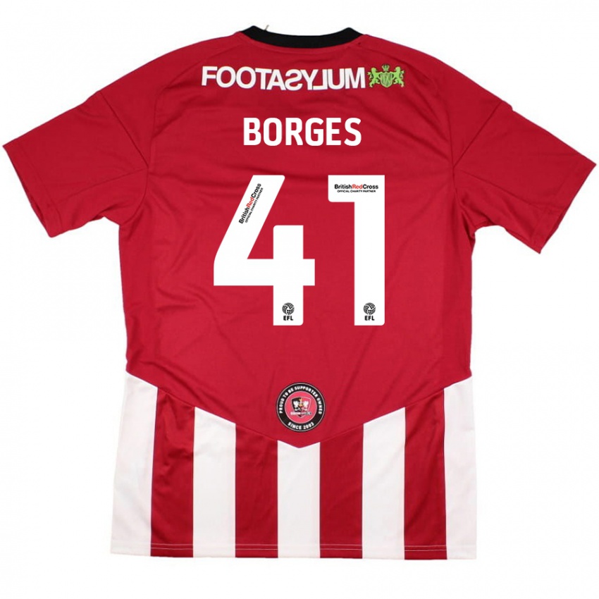 Hombre Camiseta Pedro Borges #41 Rojo Blanco 1ª Equipación 2024/25 La Camisa México