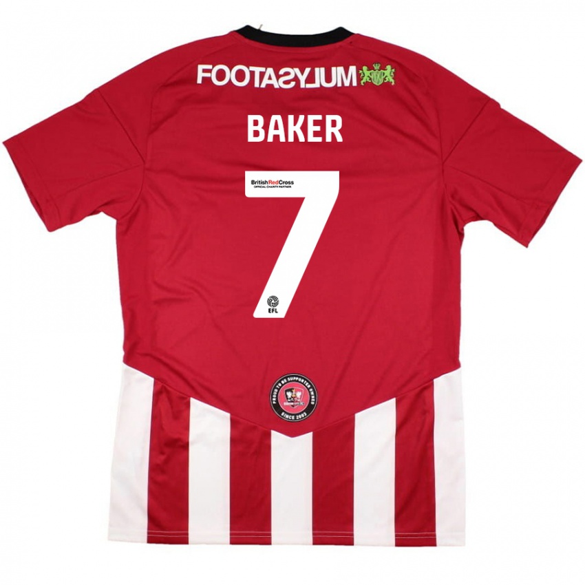 Hombre Camiseta Phoebe Baker #7 Rojo Blanco 1ª Equipación 2024/25 La Camisa México