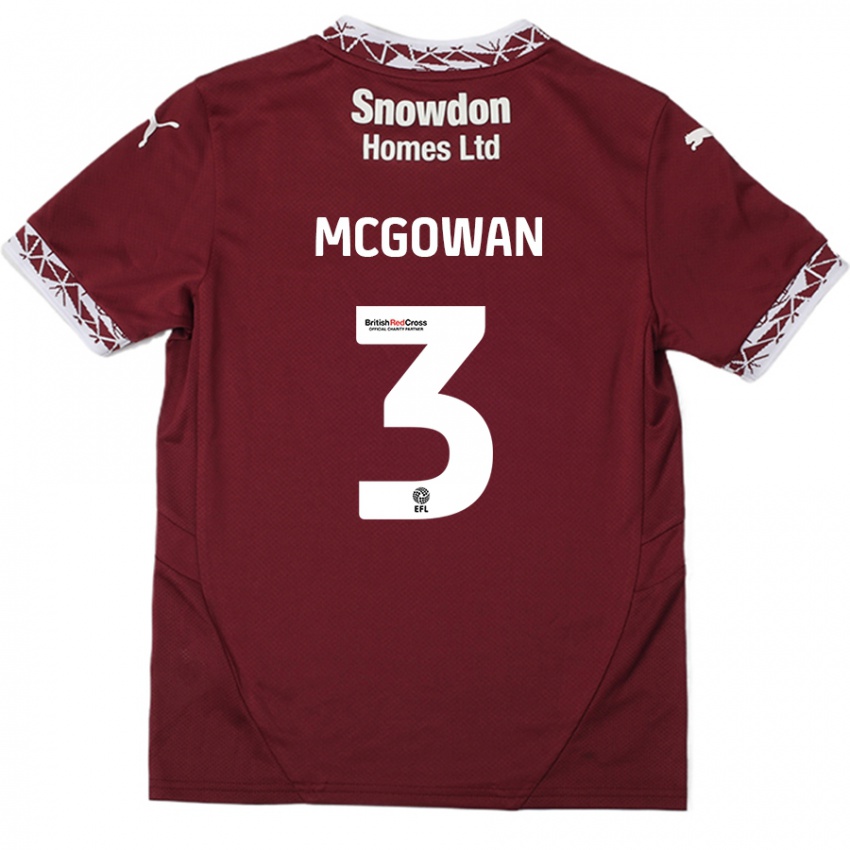 Hombre Camiseta Aaron Mcgowan #3 Borgoña 1ª Equipación 2024/25 La Camisa México