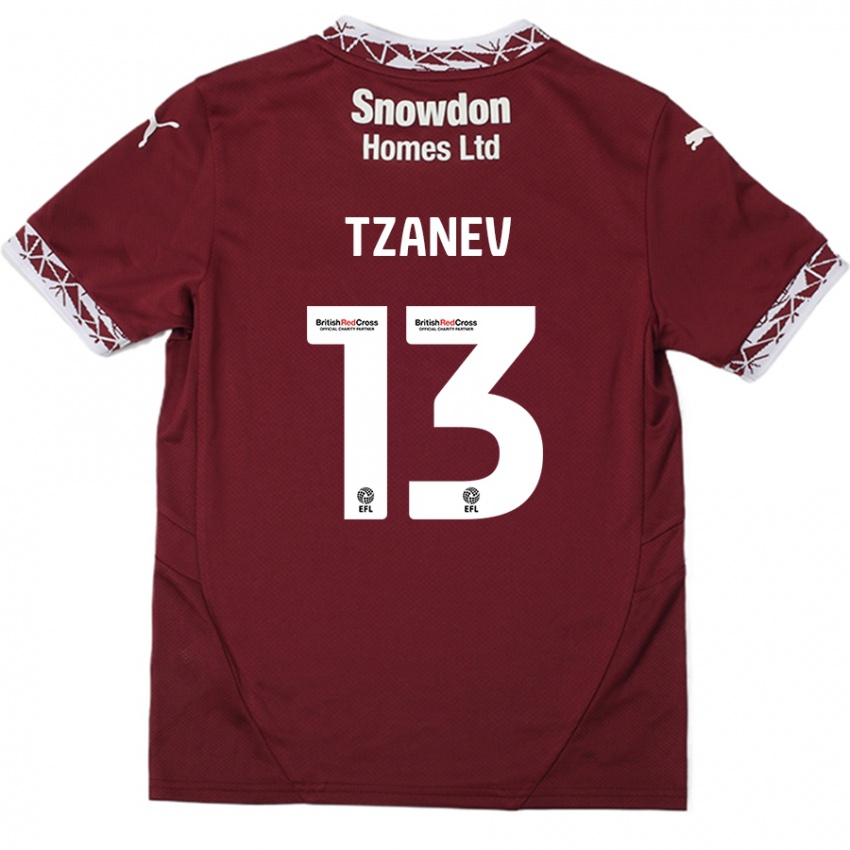 Hombre Camiseta Nik Tzanev #13 Borgoña 1ª Equipación 2024/25 La Camisa México