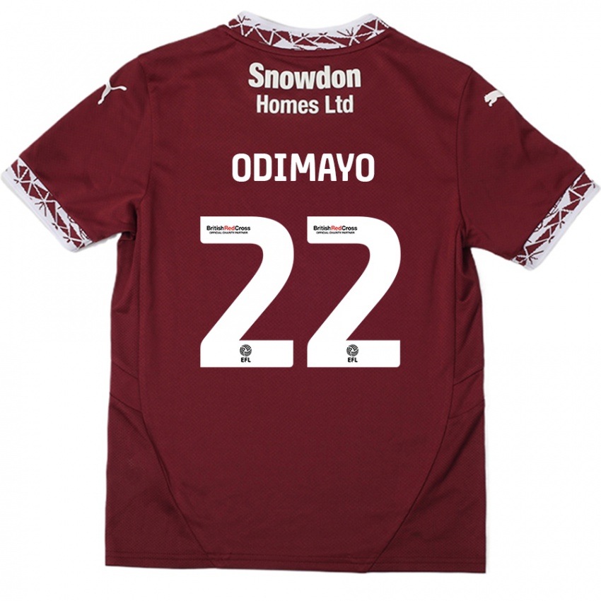 Hombre Camiseta Akin Odimayo #22 Borgoña 1ª Equipación 2024/25 La Camisa México