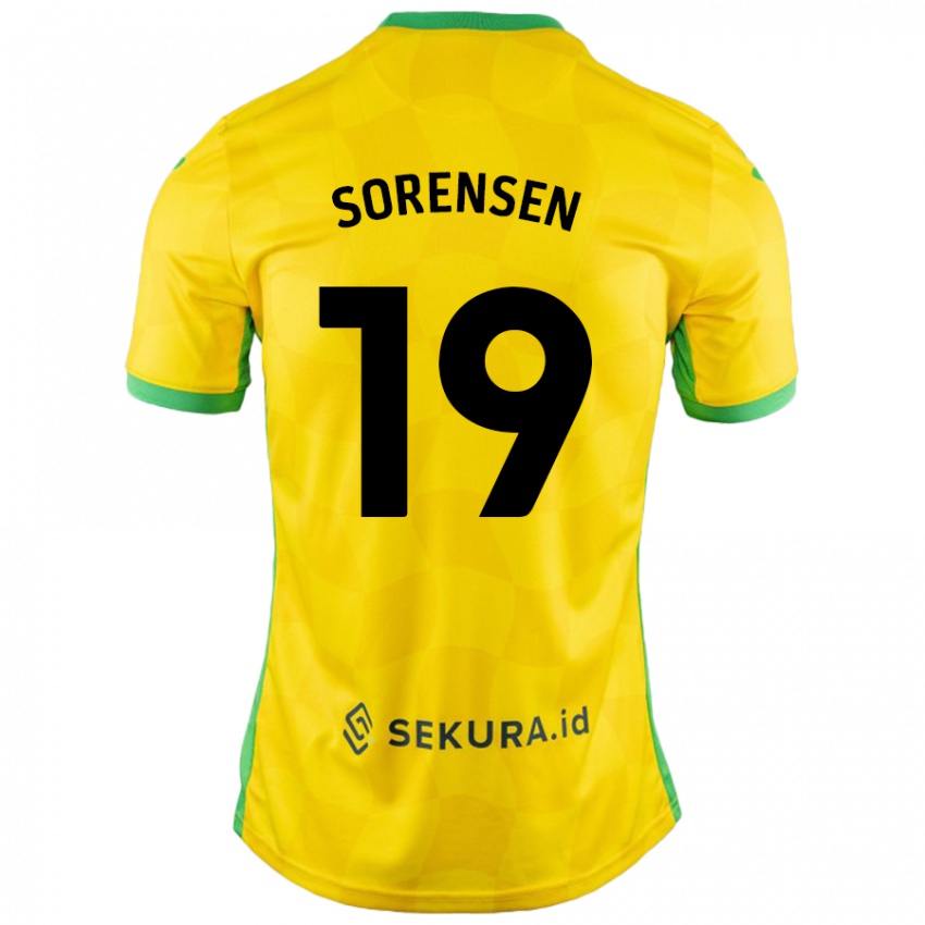 Hombre Camiseta Jacob Lungi Sørensen #19 Amarillo Verde 1ª Equipación 2024/25 La Camisa México