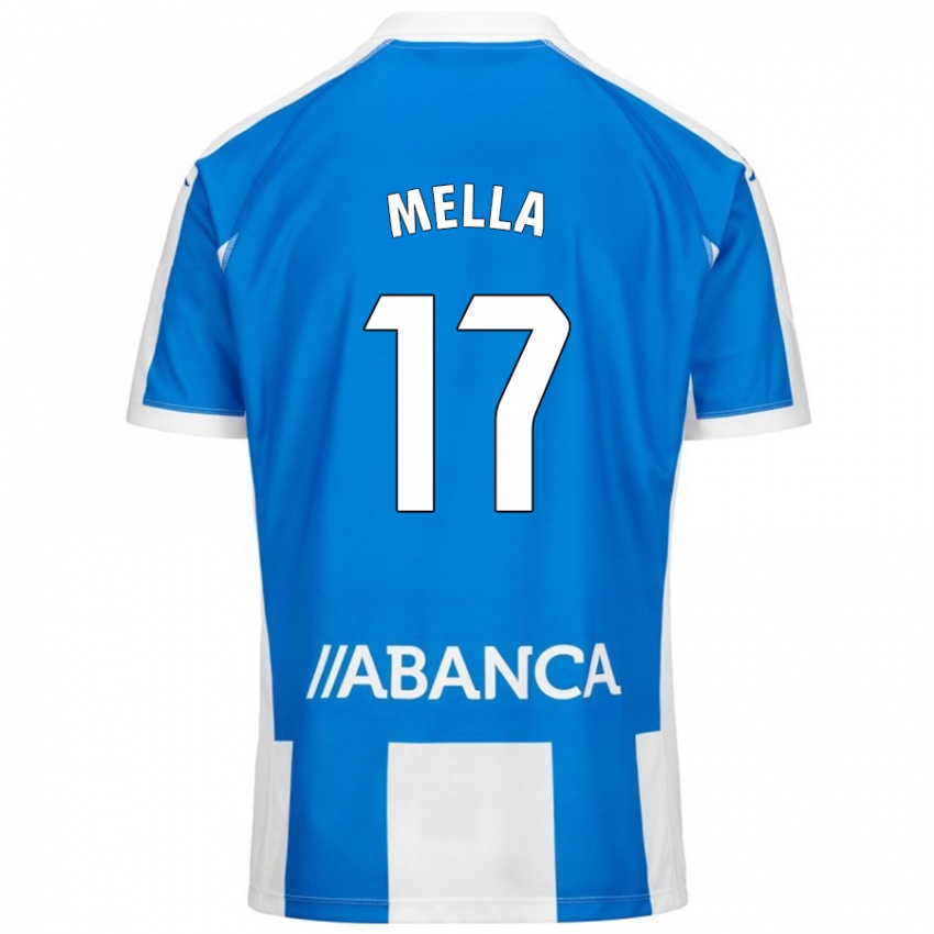 Hombre Camiseta David Mella #17 Azul Blanco 1ª Equipación 2024/25 La Camisa México