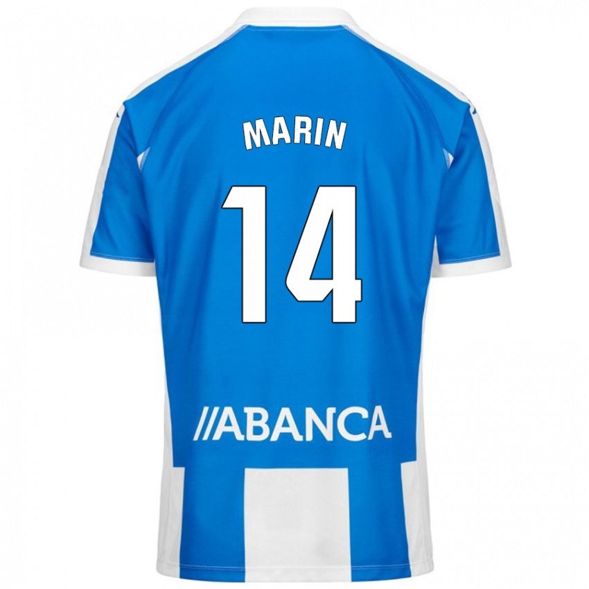 Hombre Camiseta Ainhoa Marín #14 Azul Blanco 1ª Equipación 2024/25 La Camisa México