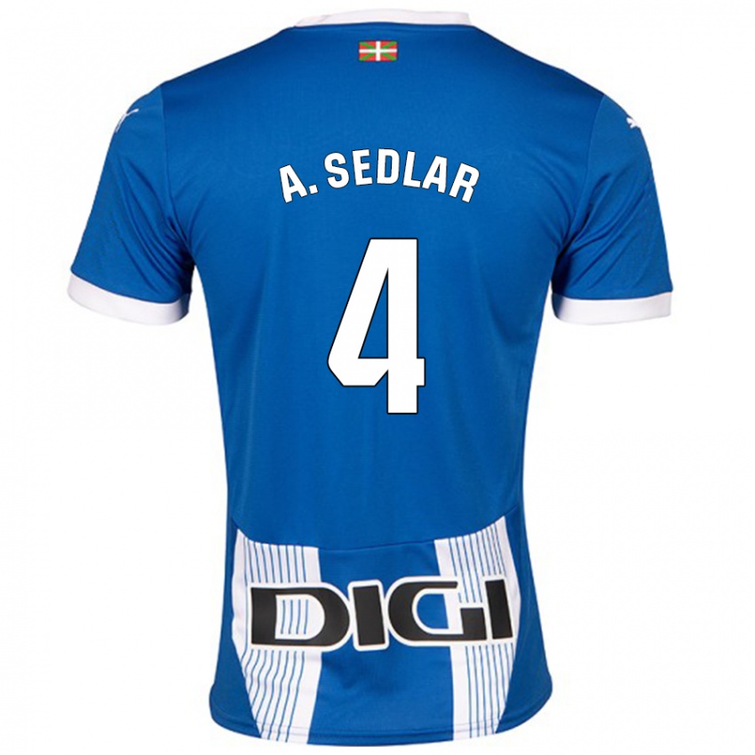 Hombre Camiseta Aleksandar Sedlar #4 Azul 1ª Equipación 2024/25 La Camisa México