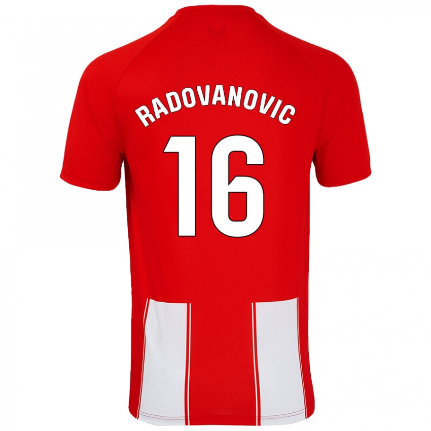 Hombre Camiseta Aleksandar Radovanovic #16 Rojo Blanco 1ª Equipación 2024/25 La Camisa México