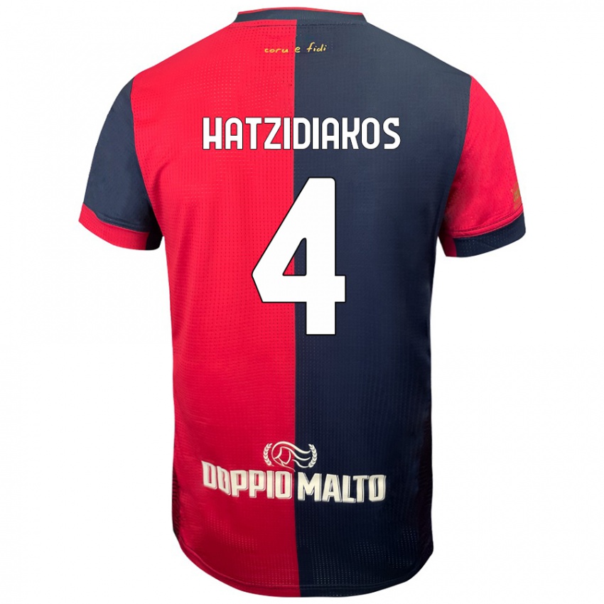 Hombre Camiseta Pantelis Hatzidiakos #4 Rojo Azul Más Oscuro 1ª Equipación 2024/25 La Camisa México