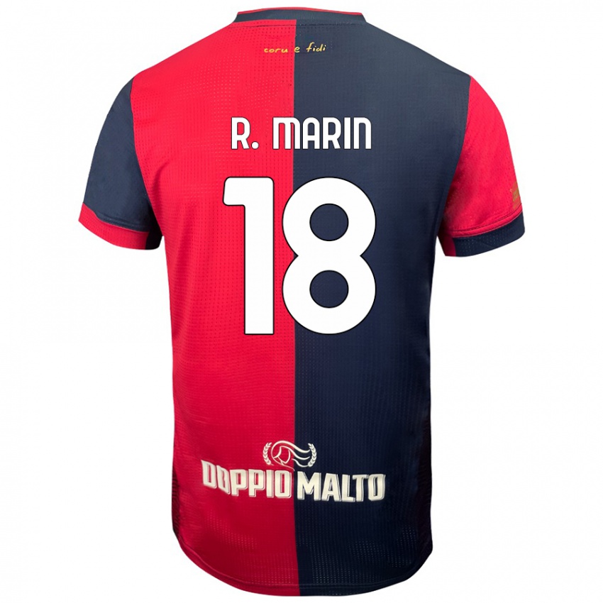 Hombre Camiseta Răzvan Marin #18 Rojo Azul Más Oscuro 1ª Equipación 2024/25 La Camisa México