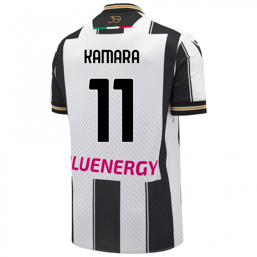 Hombre Camiseta Hassane Kamara #11 Blanco Negro 1ª Equipación 2024/25 La Camisa México