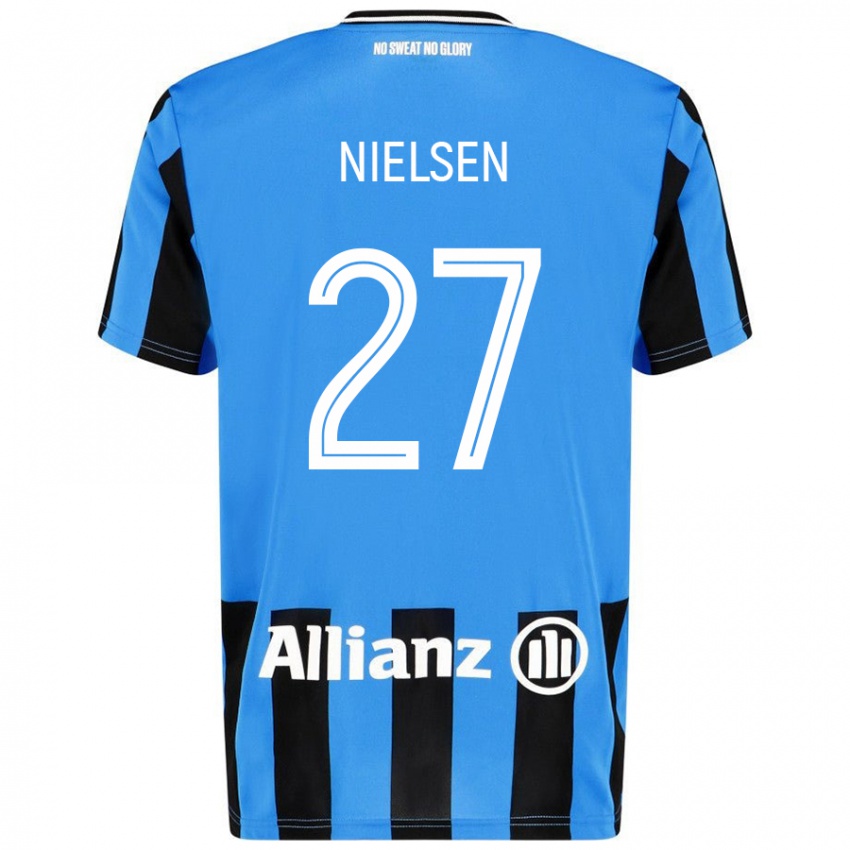 Hombre Camiseta Casper Nielsen #27 Azul Cielo Negro 1ª Equipación 2024/25 La Camisa México