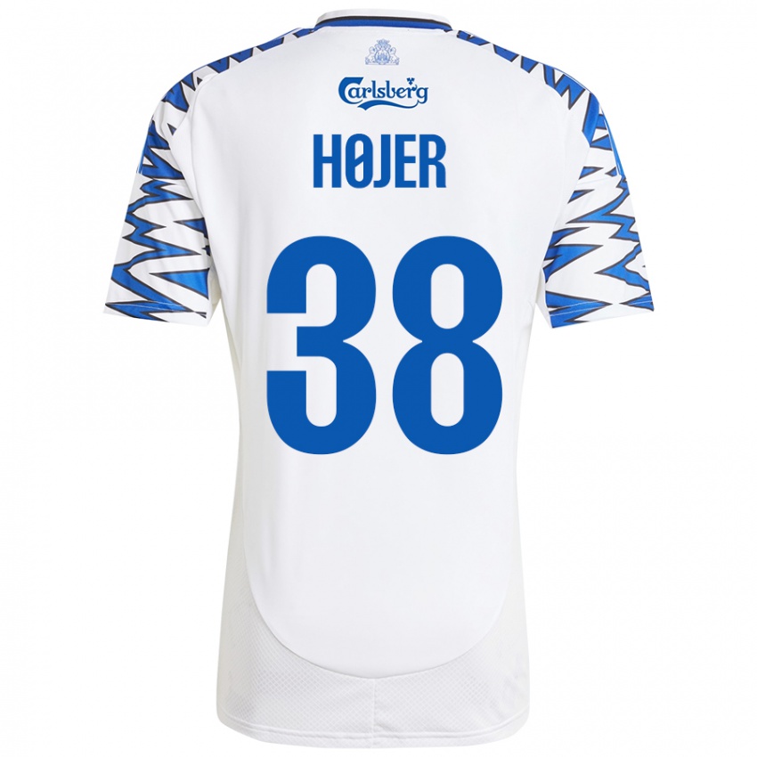 Hombre Camiseta Oliver Højer #38 Blanco Azul Cielo 1ª Equipación 2024/25 La Camisa México