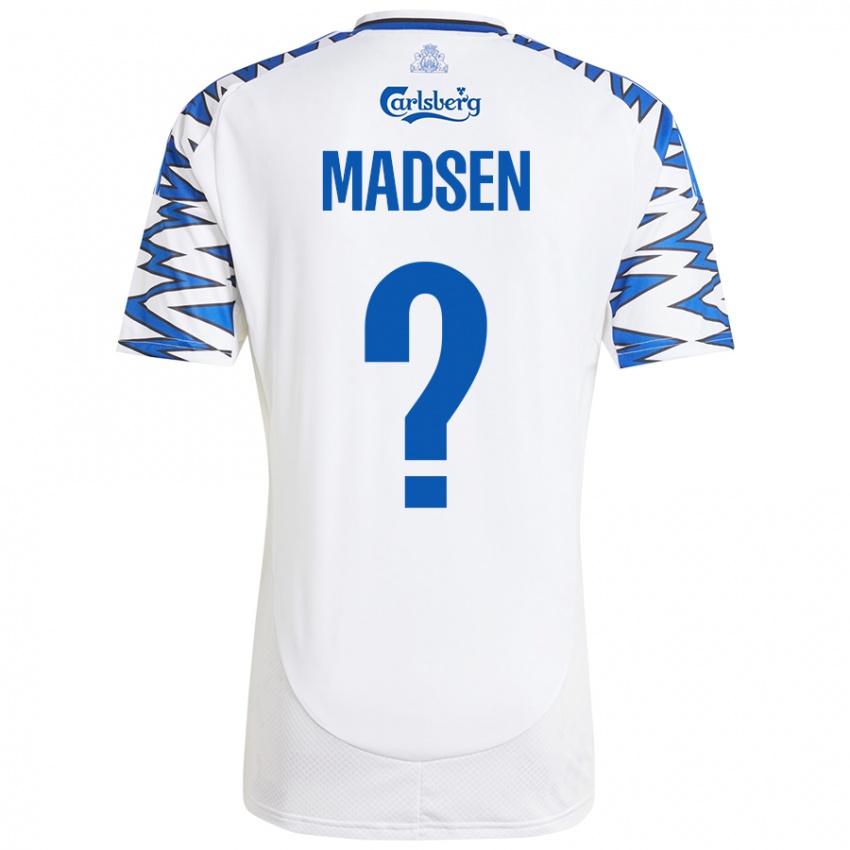 Hombre Camiseta Noah Madsen #0 Blanco Azul Cielo 1ª Equipación 2024/25 La Camisa México