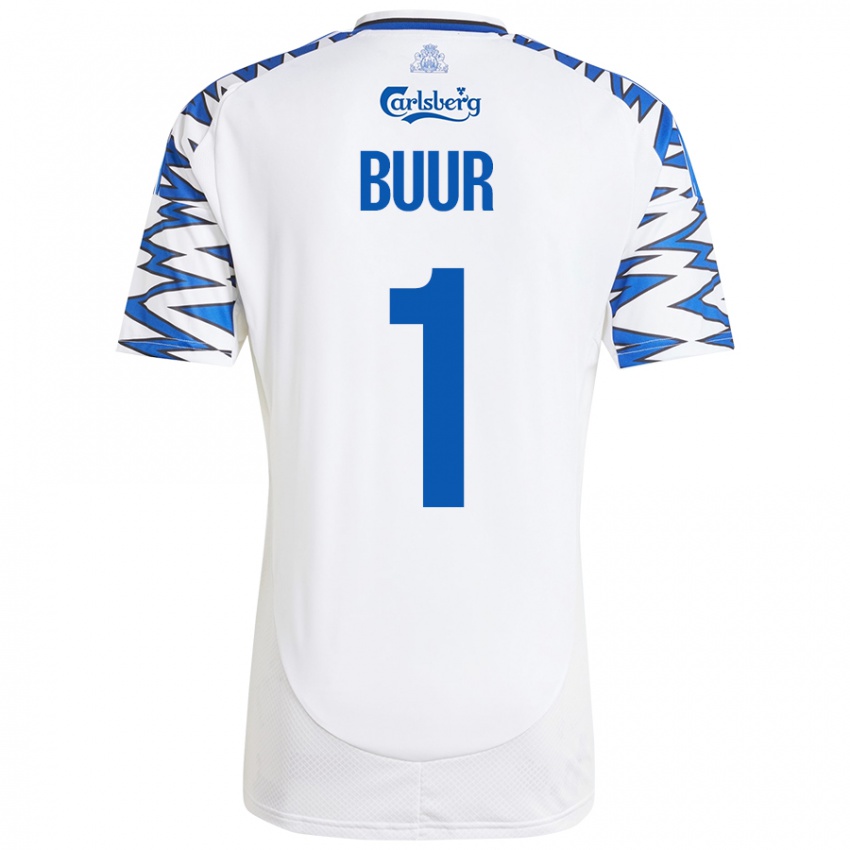 Hombre Camiseta Oscar Buur #1 Blanco Azul Cielo 1ª Equipación 2024/25 La Camisa México