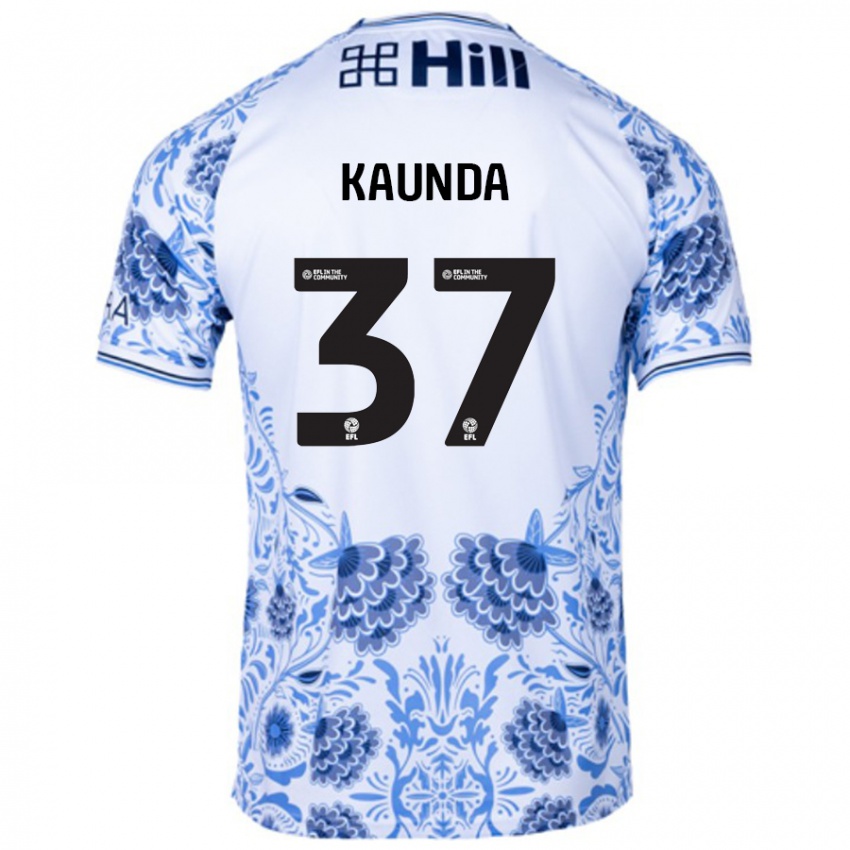 Hombre Camiseta Amaru Kaunda #37 Blanco Azul 2ª Equipación 2024/25 La Camisa México