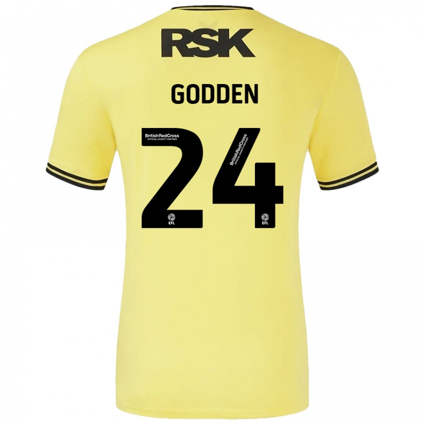 Hombre Camiseta Matt Godden #24 Amarillo Negro 2ª Equipación 2024/25 La Camisa México