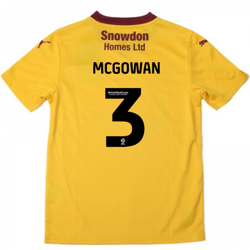 Hombre Camiseta Aaron Mcgowan #3 Naranja Borgoña 2ª Equipación 2024/25 La Camisa México