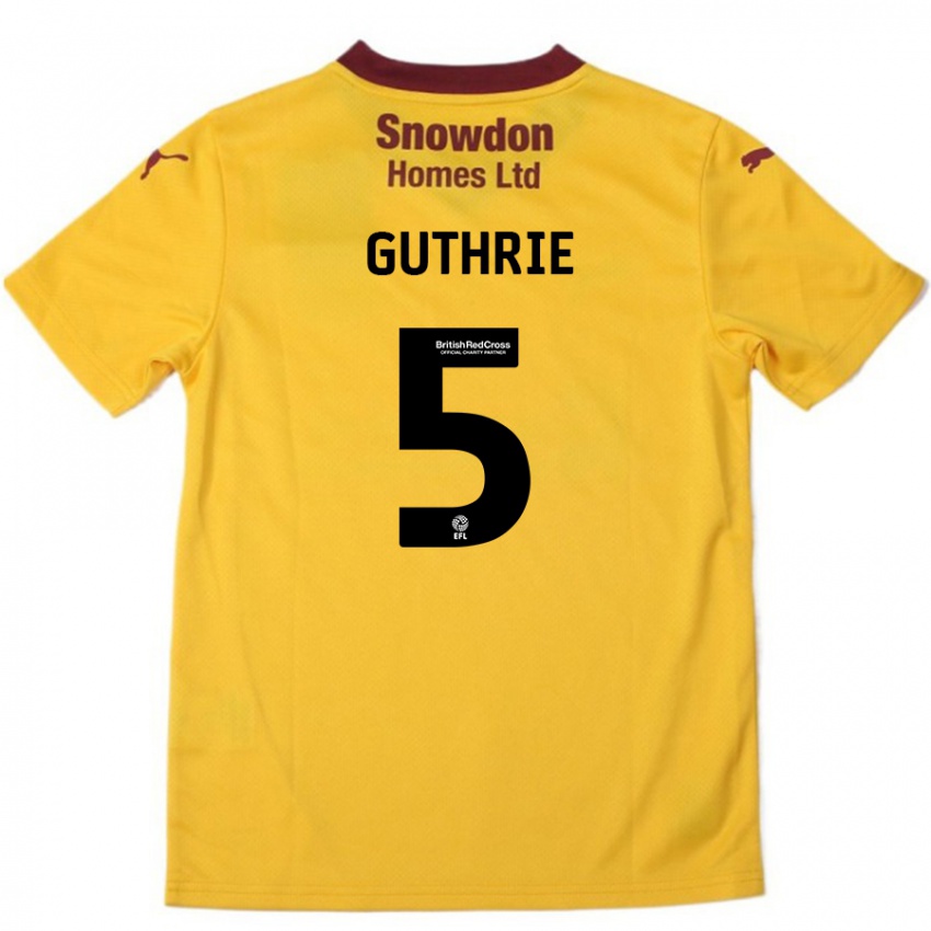 Hombre Camiseta Jon Guthrie #5 Naranja Borgoña 2ª Equipación 2024/25 La Camisa México