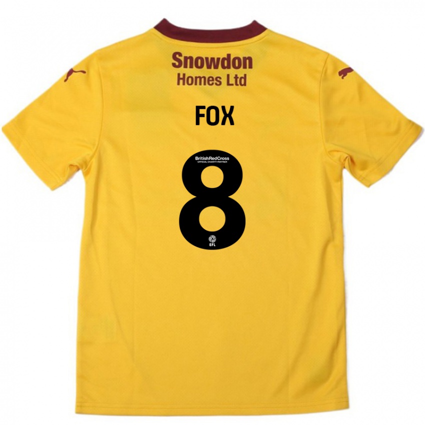 Hombre Camiseta Ben Fox #8 Naranja Borgoña 2ª Equipación 2024/25 La Camisa México