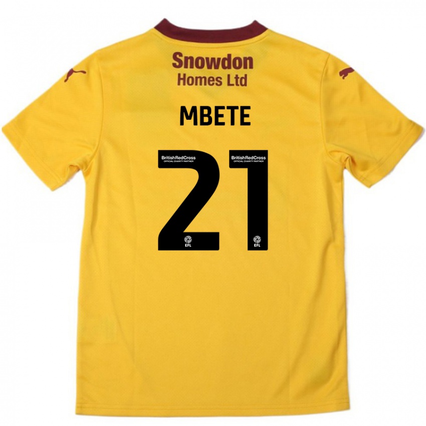 Hombre Camiseta Luke Mbete #21 Naranja Borgoña 2ª Equipación 2024/25 La Camisa México