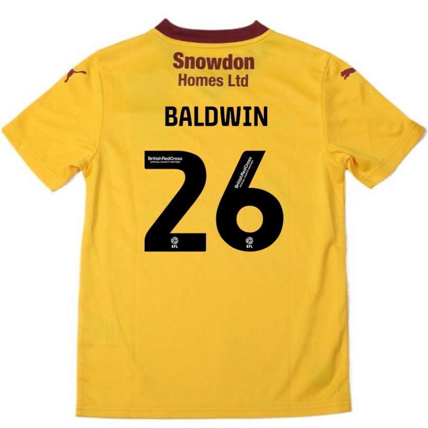 Hombre Camiseta Jack Baldwin #26 Naranja Borgoña 2ª Equipación 2024/25 La Camisa México