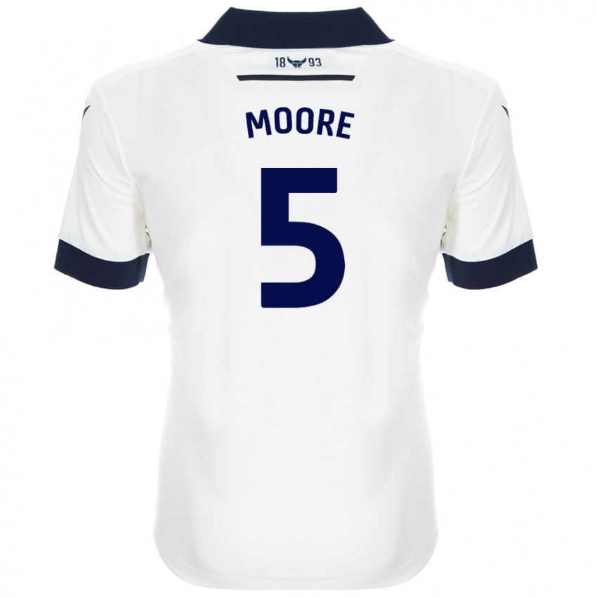 Hombre Camiseta Elliott Moore #5 Blanco Azul Marino 2ª Equipación 2024/25 La Camisa México