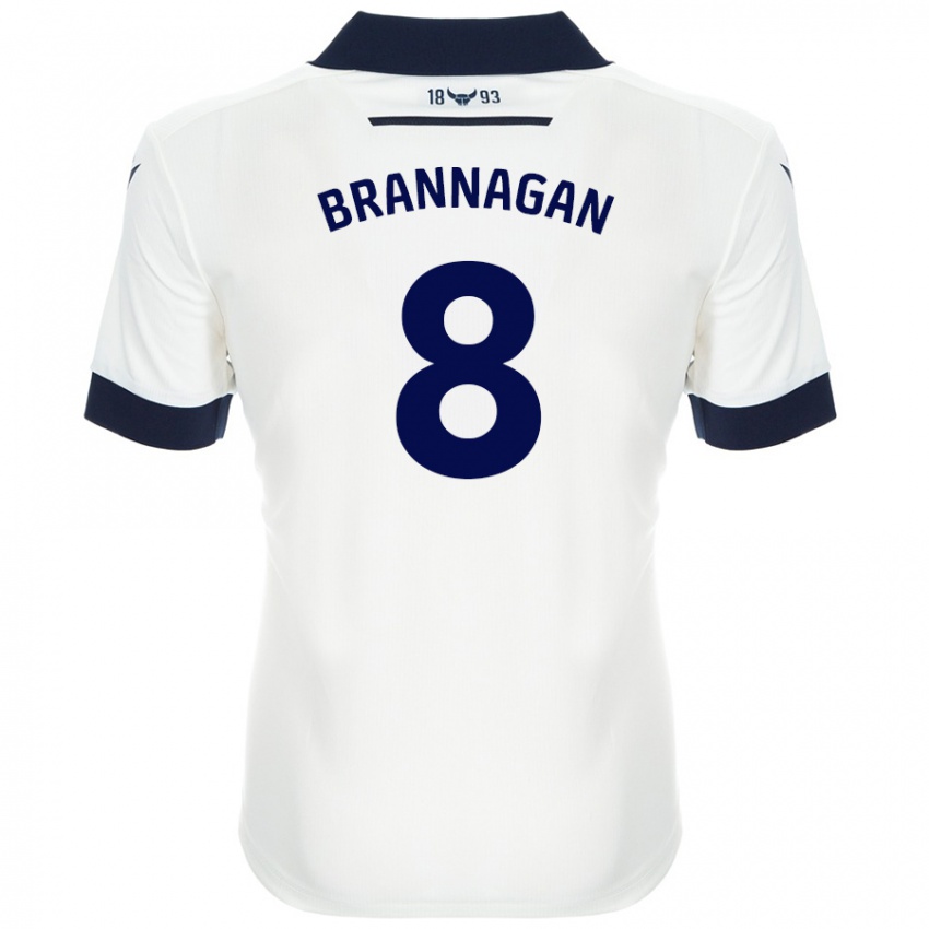 Hombre Camiseta Cameron Brannagan #8 Blanco Azul Marino 2ª Equipación 2024/25 La Camisa México