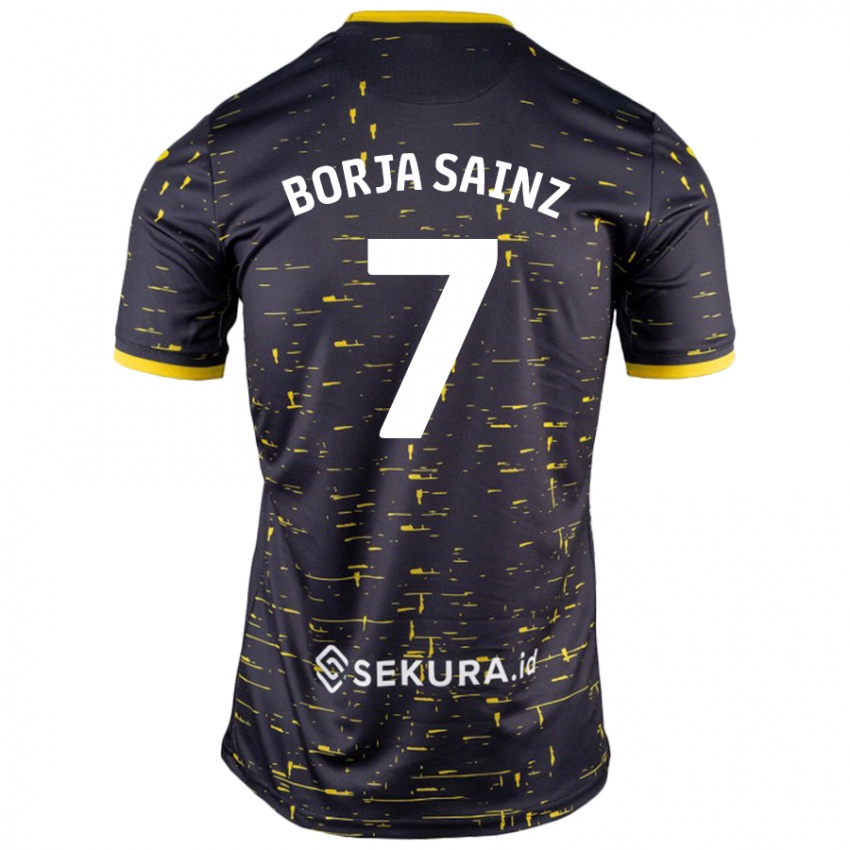 Hombre Camiseta Borja Sainz #7 Negro Amarillo 2ª Equipación 2024/25 La Camisa México