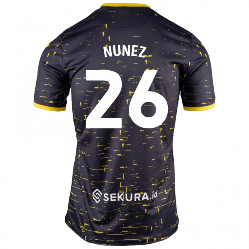 Hombre Camiseta Marcelino Núñez #26 Negro Amarillo 2ª Equipación 2024/25 La Camisa México