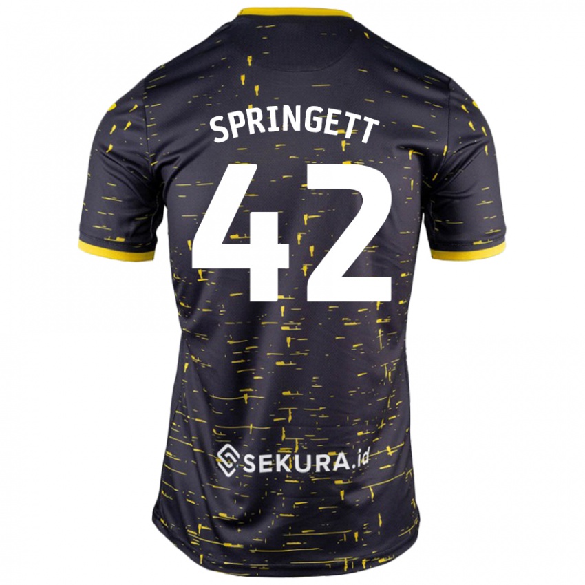 Hombre Camiseta Tony Springett #42 Negro Amarillo 2ª Equipación 2024/25 La Camisa México