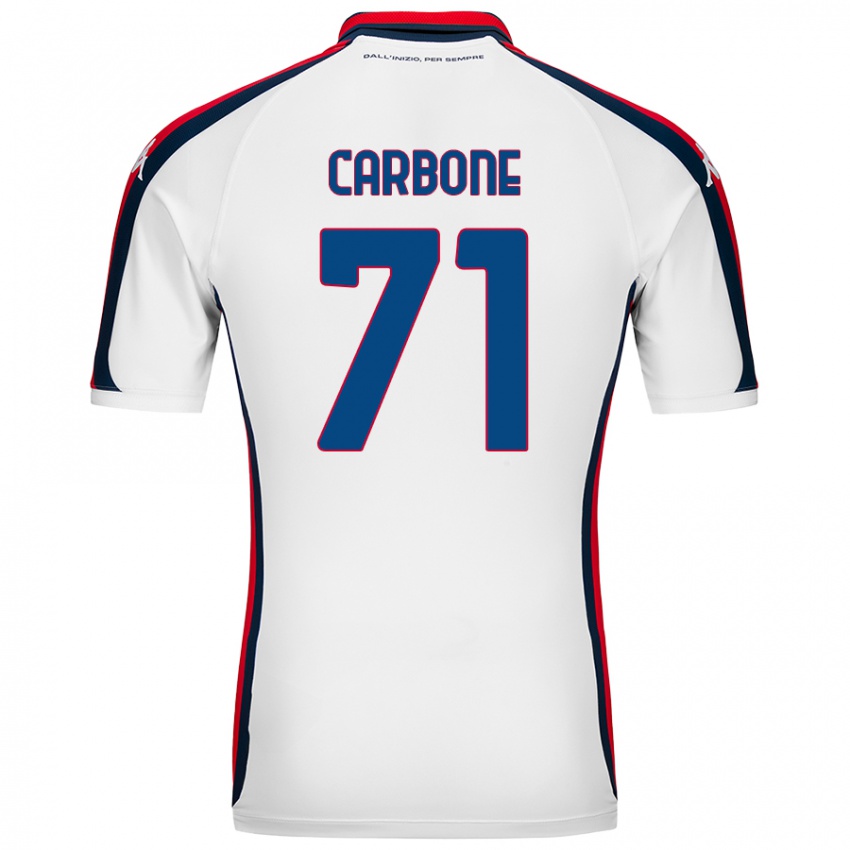 Hombre Camiseta Filippo Carbone #71 Blanco 2ª Equipación 2024/25 La Camisa México