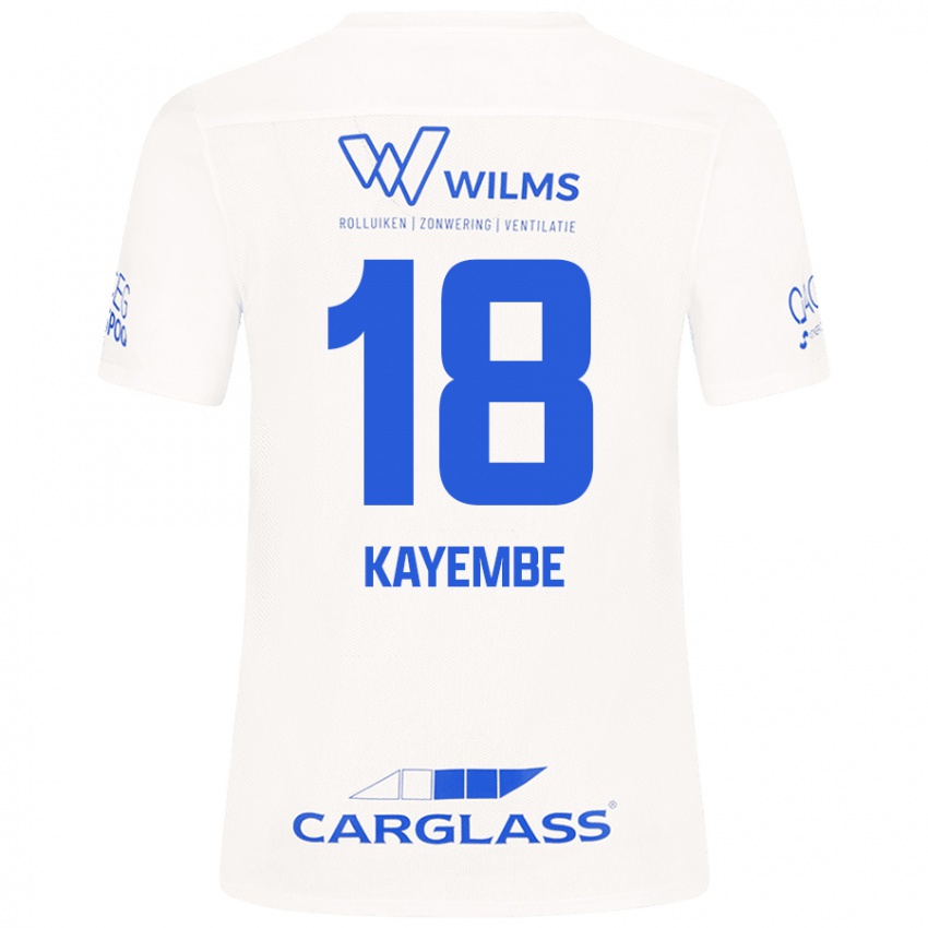 Hombre Camiseta Joris Kayembe #18 Blanco 2ª Equipación 2024/25 La Camisa México