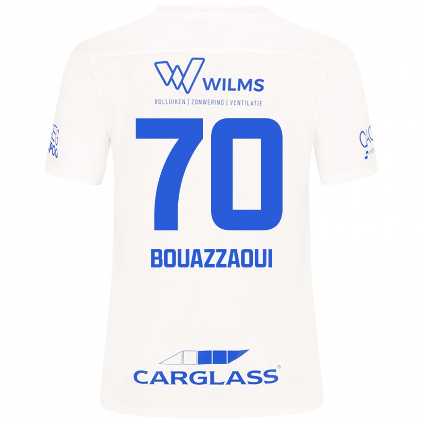 Hombre Camiseta Ilyas Bouazzaoui #70 Blanco 2ª Equipación 2024/25 La Camisa México