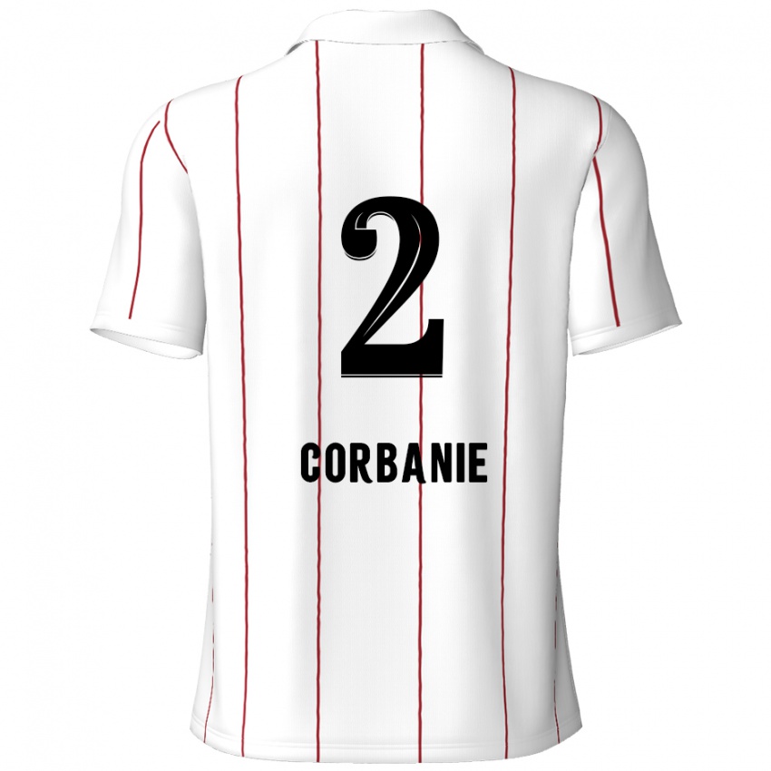 Hombre Camiseta Kobe Corbanie #2 Blanco Negro 2ª Equipación 2024/25 La Camisa México