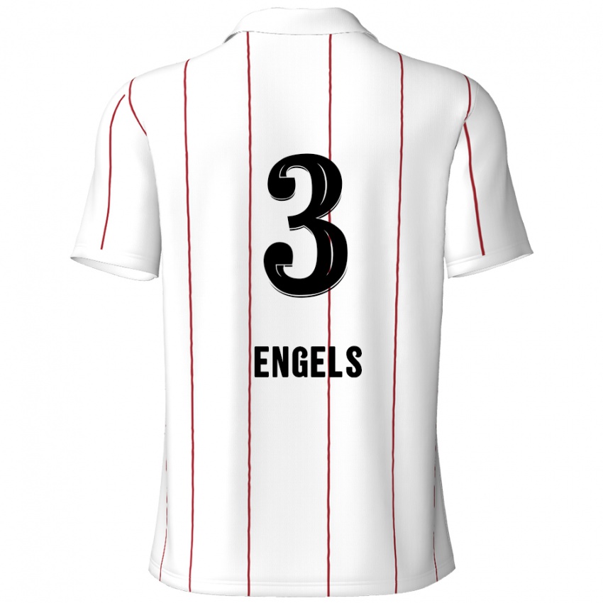 Hombre Camiseta Björn Engels #3 Blanco Negro 2ª Equipación 2024/25 La Camisa México