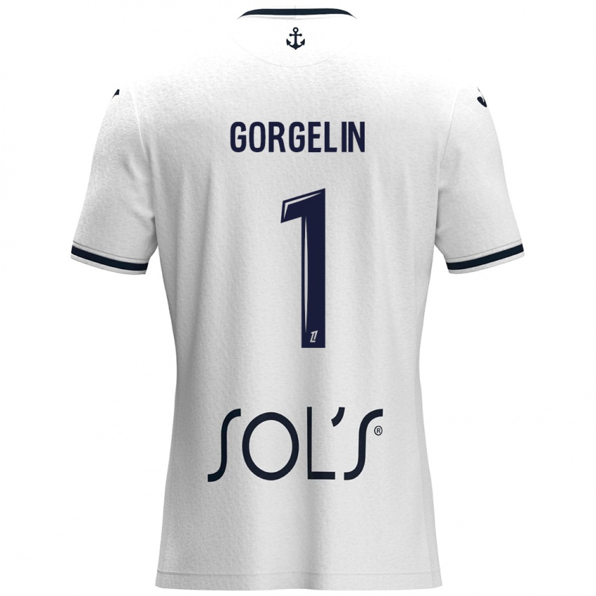 Hombre Camiseta Mathieu Gorgelin #1 Blanco Azul Oscuro 2ª Equipación 2024/25 La Camisa México