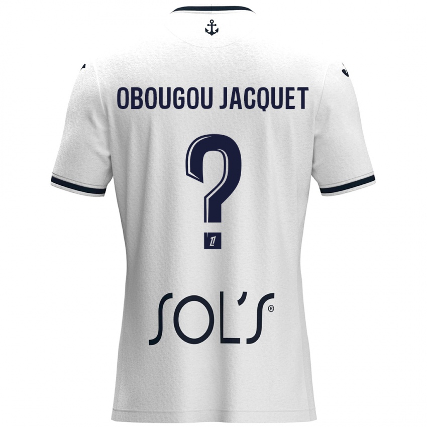 Hombre Camiseta Noam Obougou Jacquet #0 Blanco Azul Oscuro 2ª Equipación 2024/25 La Camisa México