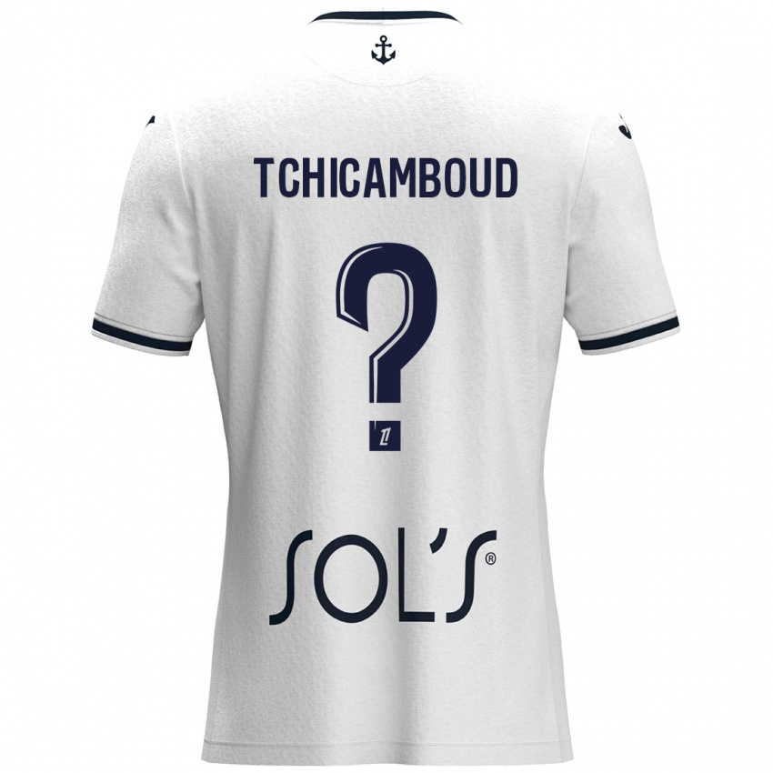 Hombre Camiseta Steed Tchicamboud #0 Blanco Azul Oscuro 2ª Equipación 2024/25 La Camisa México