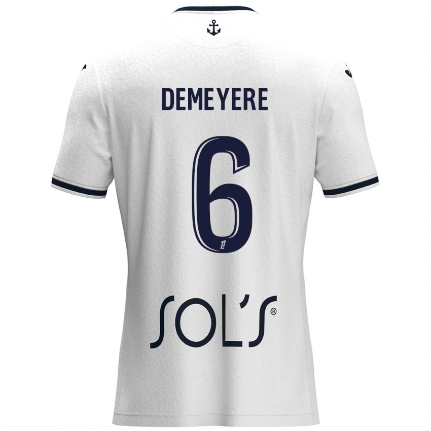 Hombre Camiseta Silke Demeyere #6 Blanco Azul Oscuro 2ª Equipación 2024/25 La Camisa México